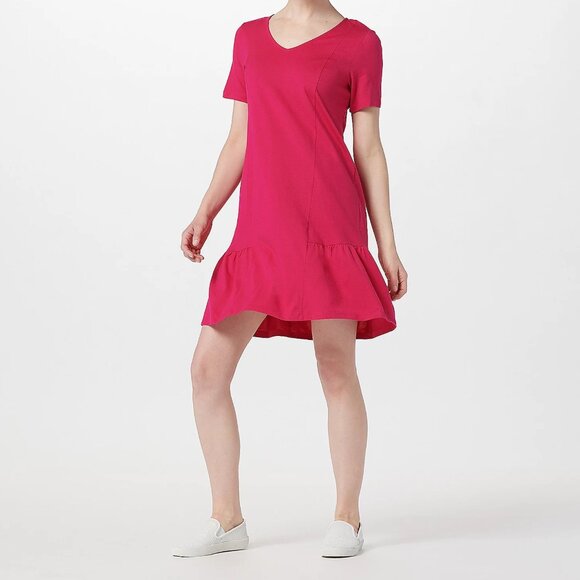 Susan Graver Weekend Cotton Modal Short-Sleeve Dress  14519 - Picture 1 of 2